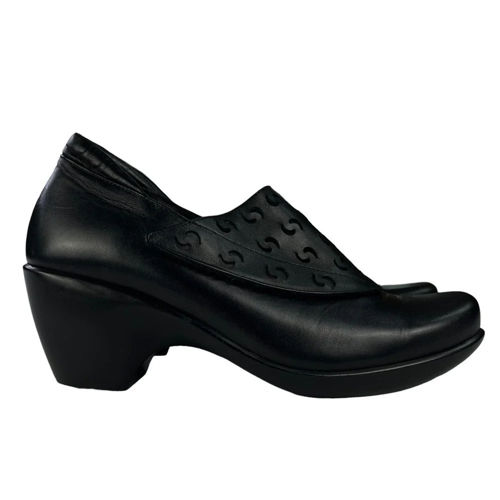 Naot Precious Black Leather Retro Boho Comfort Heels Mary Jane Womens 10-10.5